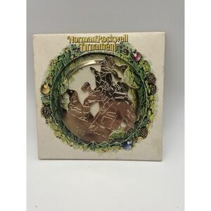 Vtg McDonald's Norman Rockwell Christmas Ornament 1982 Coca Cola gold hanging